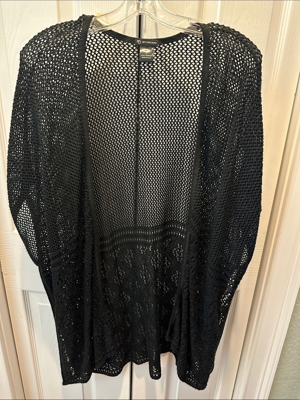 new directions Black Open-Knit Women's Cardigan